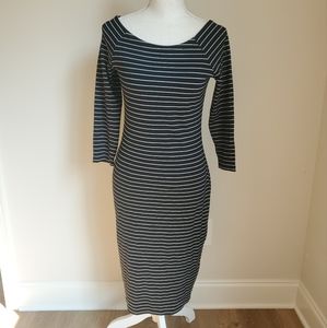 Zara Trafaluc Black Striped Midi Dress